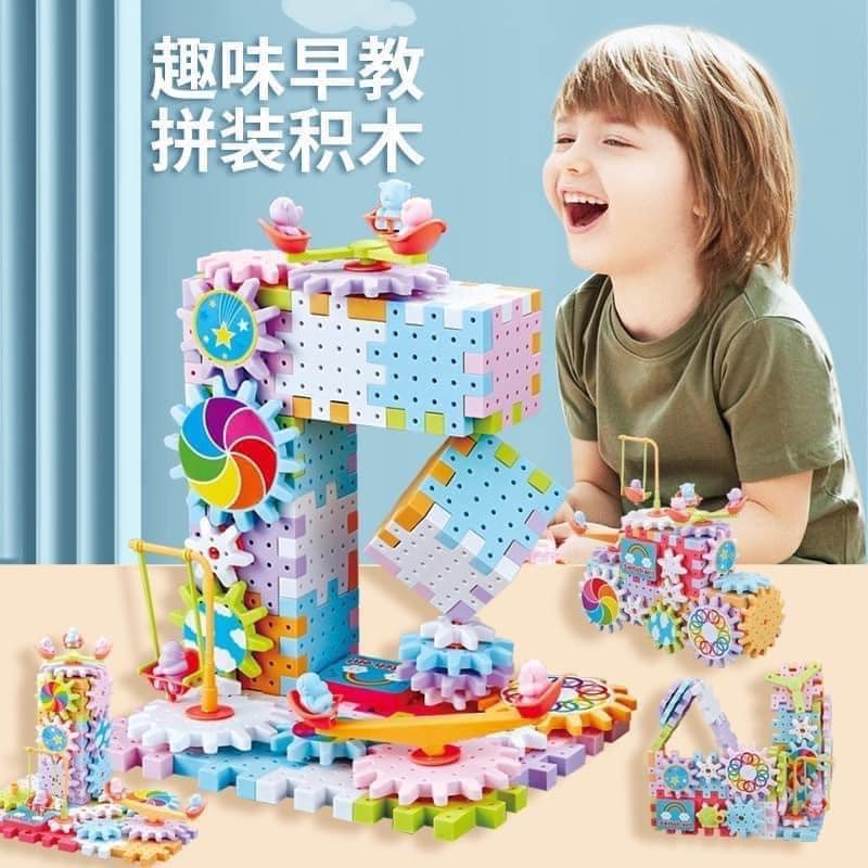 Bộ đồ chơi giáo dục cho bé lắp ráp lego xếp hình phát triển trí tuệ,Khối Vòng Quay Pin Đồ Chơi Giáo Dục Xếp Hình Lắp Ráp Lego Bánh Răng Cho Bé