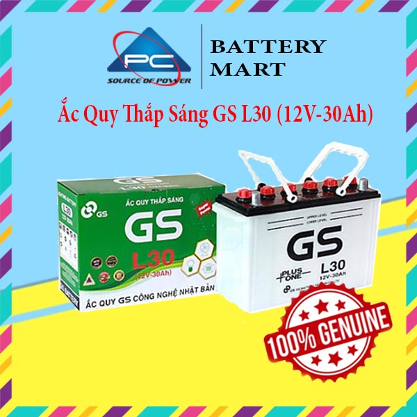Bình ắc quy nước 12v-30ah, ắc quy nước gs l30 chuyên dùng cho thắp sáng
