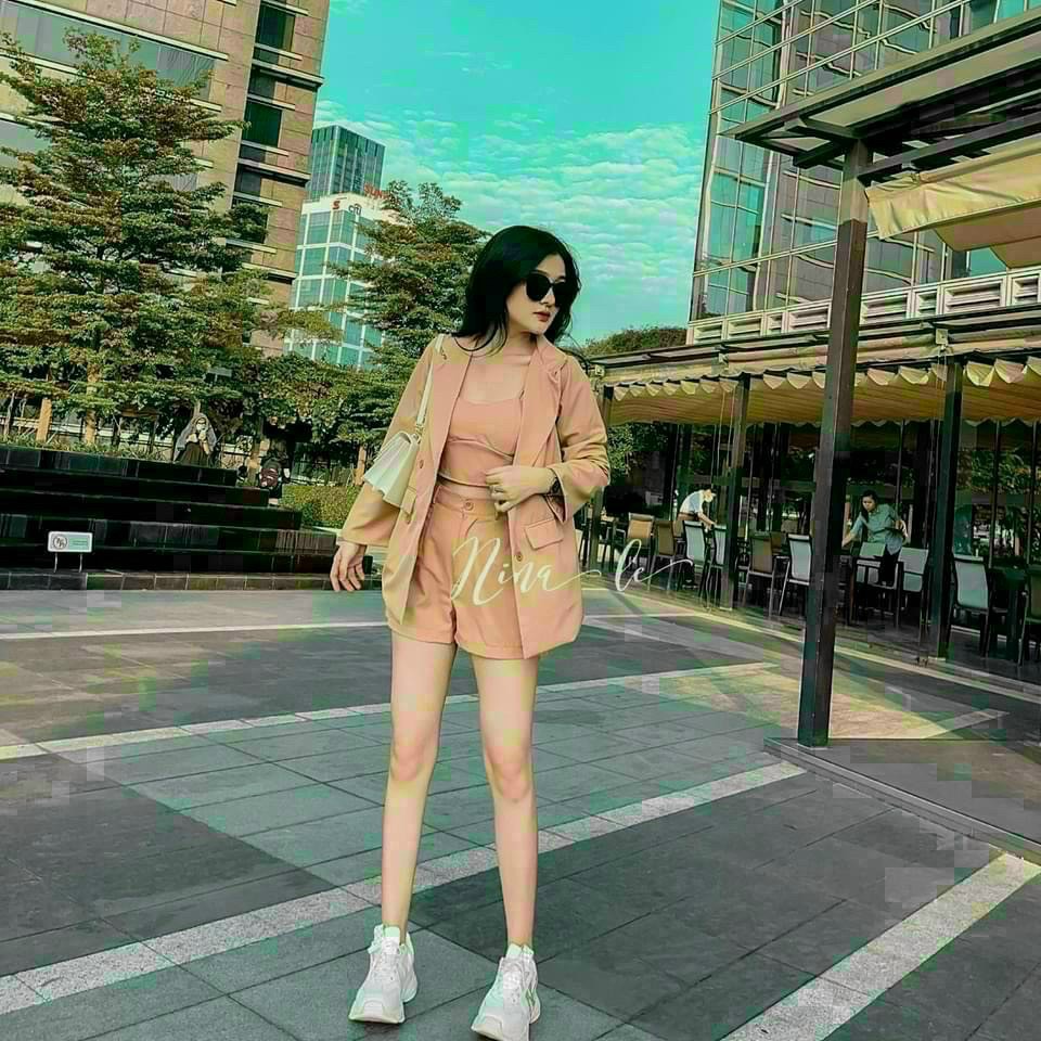 Sét bộ thời trang nữ sét bộ 3 món chất for cao cấp ,sét bộ đùi blazer áo lót cotton