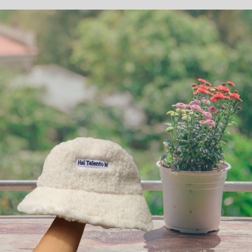 Mũ-Nón vành tai bèo nữ lông cừu thêu chữ TALENTO M vành nón tai bèo tròn phong cách hàn quốc NB01