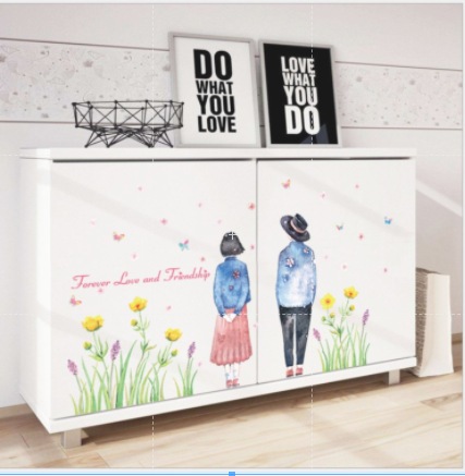 [HCM]Decal dán tường cặp tình nhân đứng dưới hoa