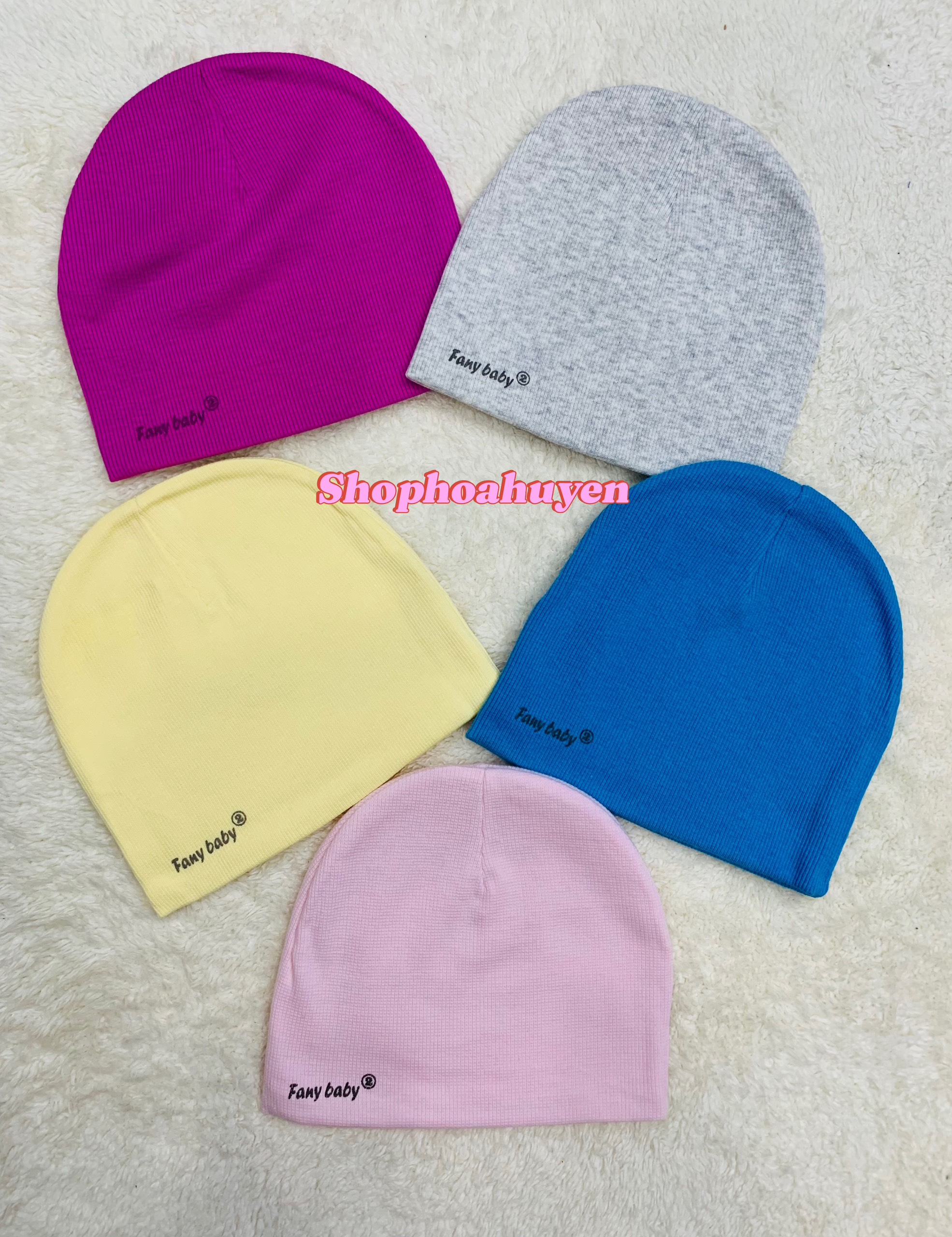 Mũ cho bé sơ sinh Vải 100% Cotton mềm mịn mát thấm hút co giản tốt cho bé - Nón bé sơ sinh 0-8 tháng Fany