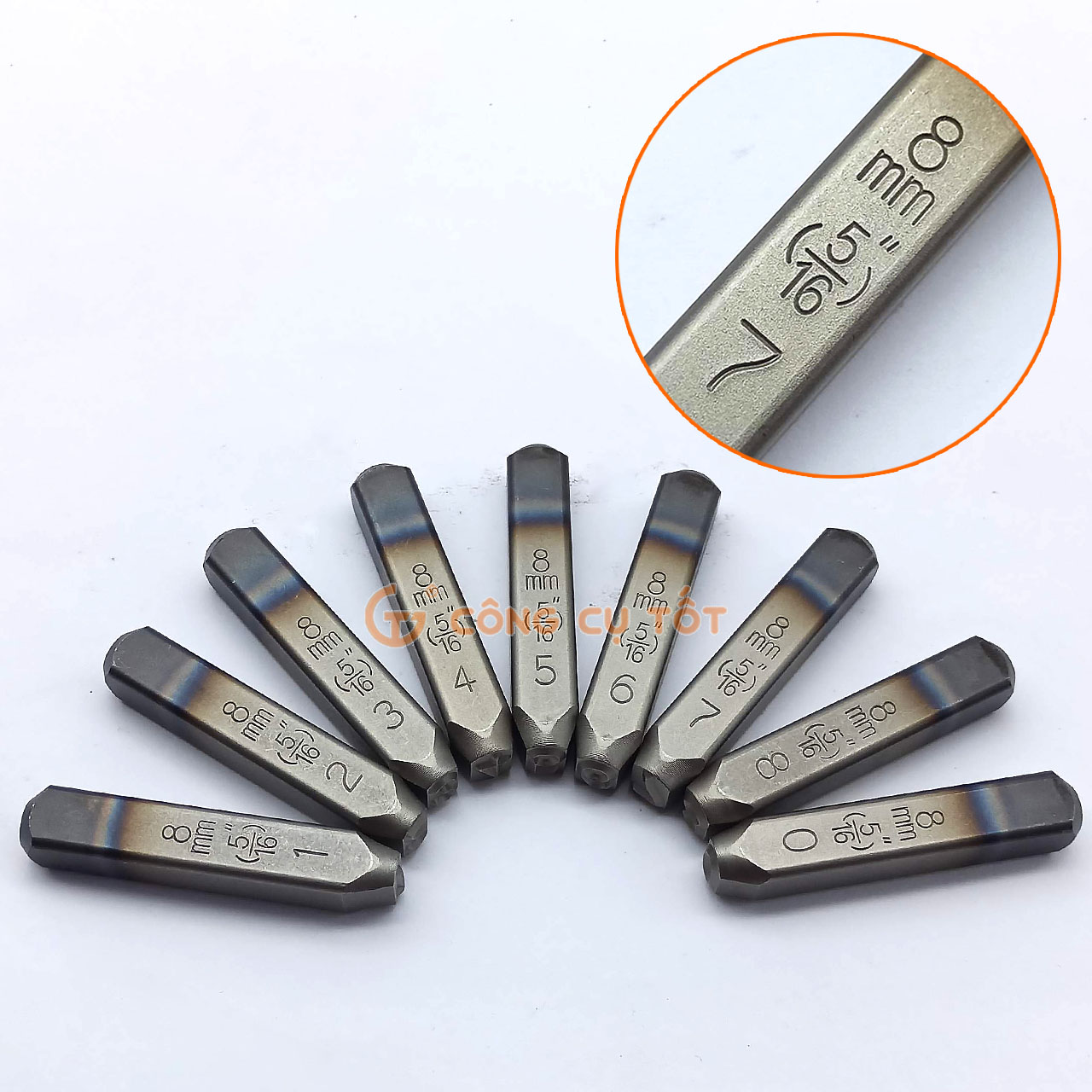 Bộ đóng số xuôi TOP các cỡ số từ 2mm - 12mm