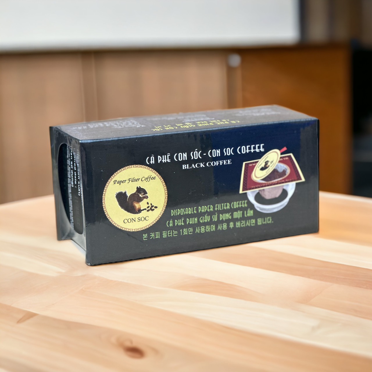 Cà phê CON SÓC Phin lọc giấy ĐƠN ĐEN( Hộp 10 gói)