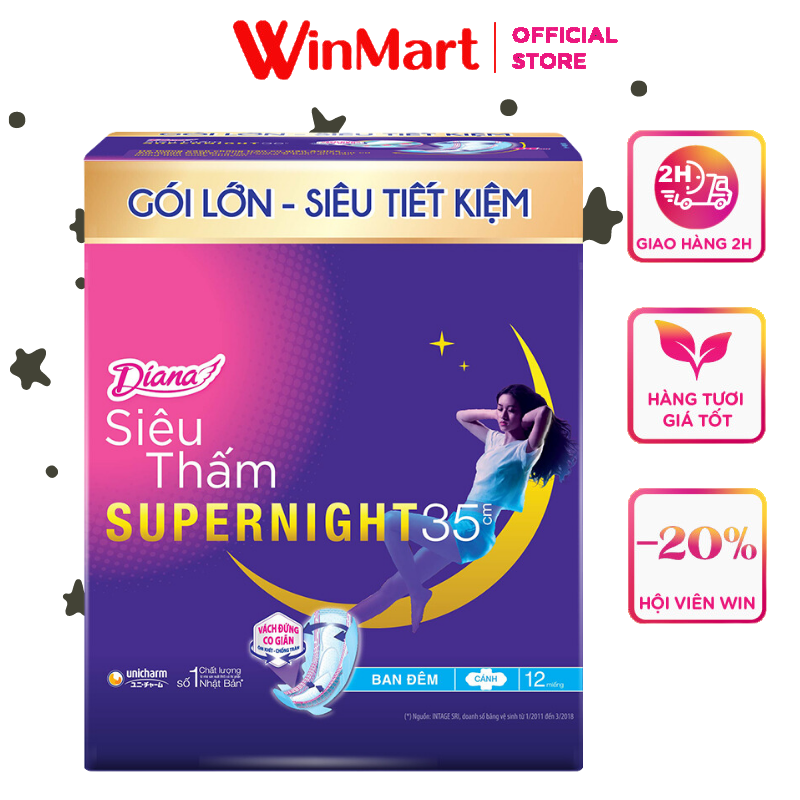 [Siêu thị WinMart] - Băng vệ sinh Diana super night 35cm gói 12 miếng