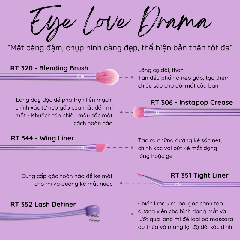 Bộ đôi hoàn hảo RT Real Techniques Everyday Essentials (bonus) và Bộ cọ mắt RT Real Techniques kit eye love drama mã loại 4262