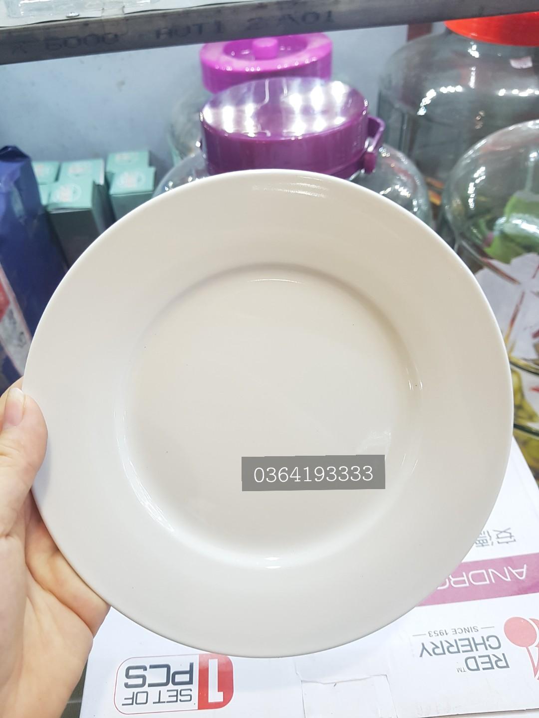 Đĩa sứ trắng tròn phẳng