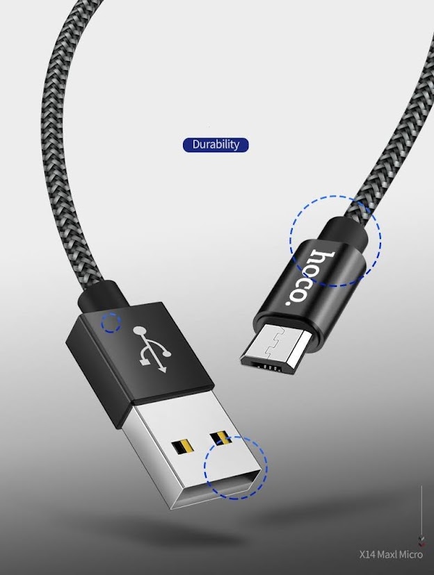 Cáp Sạc Nhanh Dây Dù Micro USB Hoco X14 1 Mét