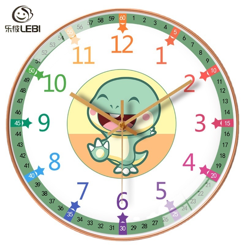 Wall clock living room home cartoon early education clock children's bedroom wall-mounted mute clock table