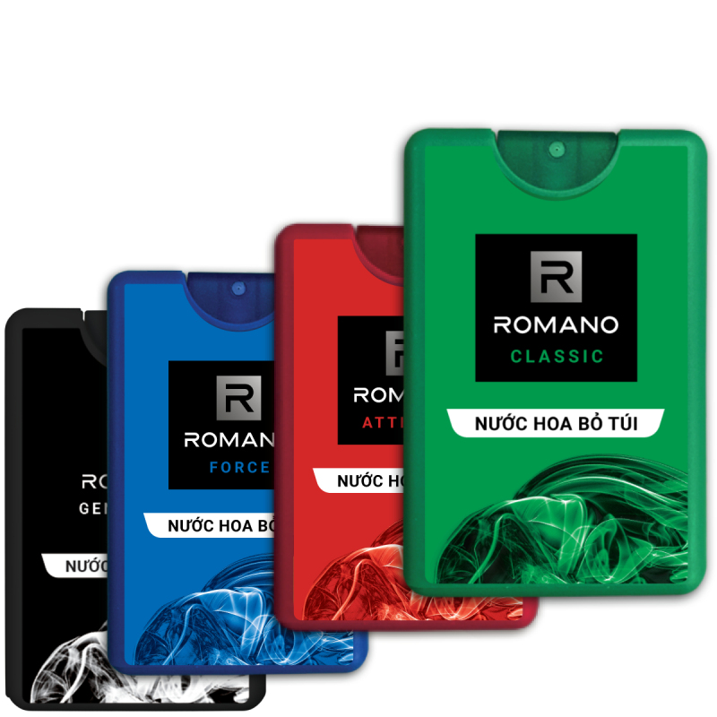 Combo 4 Nước hoa bỏ túi Romano 18ml Classic & Force & Attitude & Gentleman