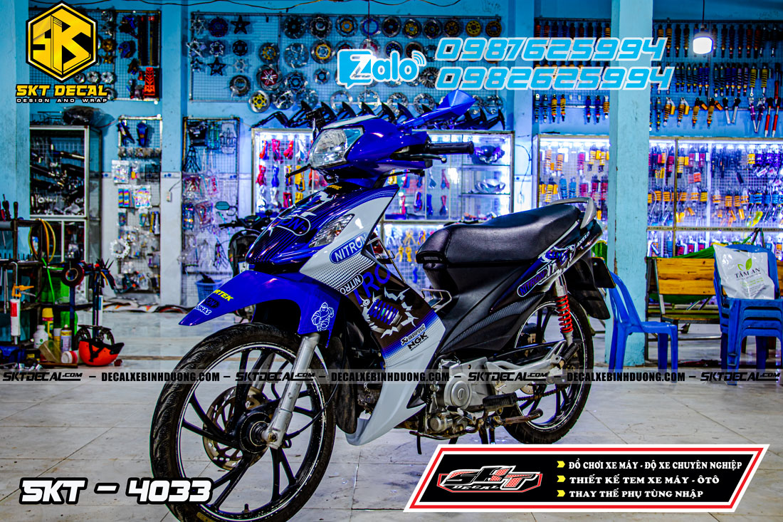 tem trùm axelo xanh trắng đen nitron cây phuộc