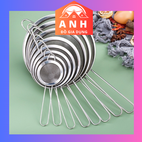 Vợt lọc trà, rây lọc trái cây, lọc bột, lọc thức ăn bằng inox cao cấp đủ size 10,12,14,16,20,22,28 cm
