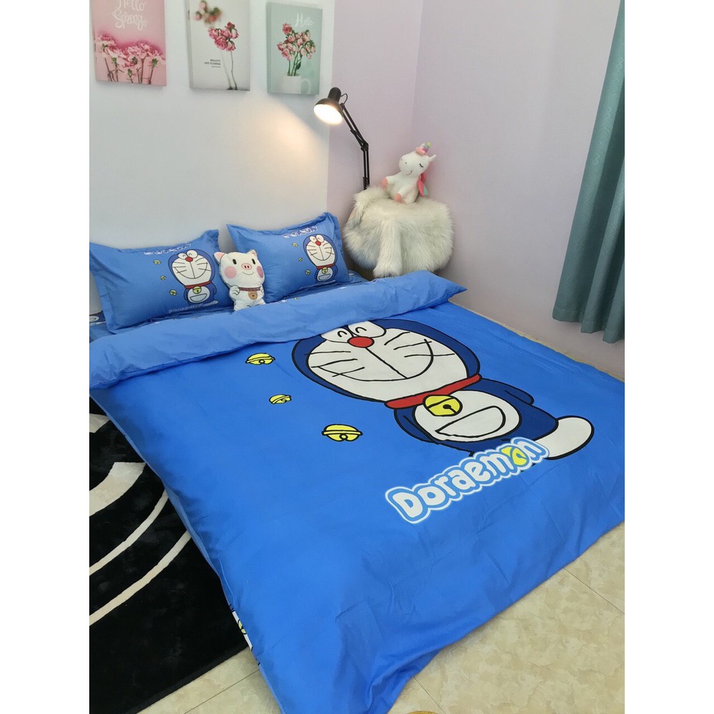 Bộ Chăn Ga Gối Cotton Tina 3D - Doraemon