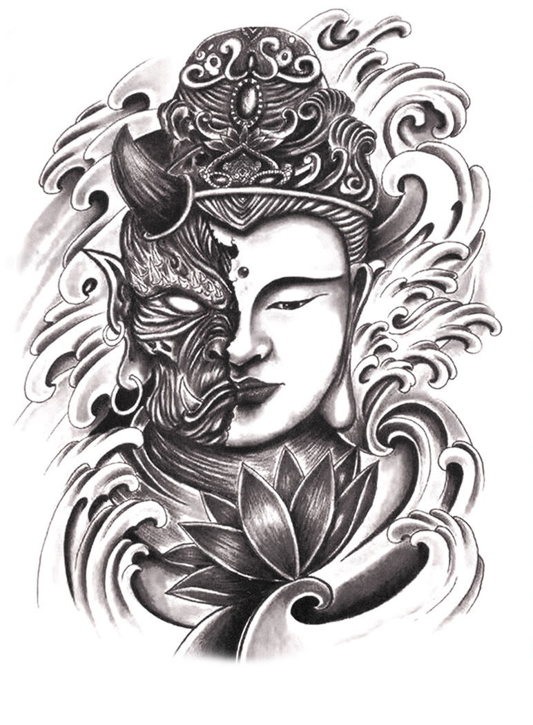 Hình Xăm Dán Kín Lưng Phật (34x48cm)