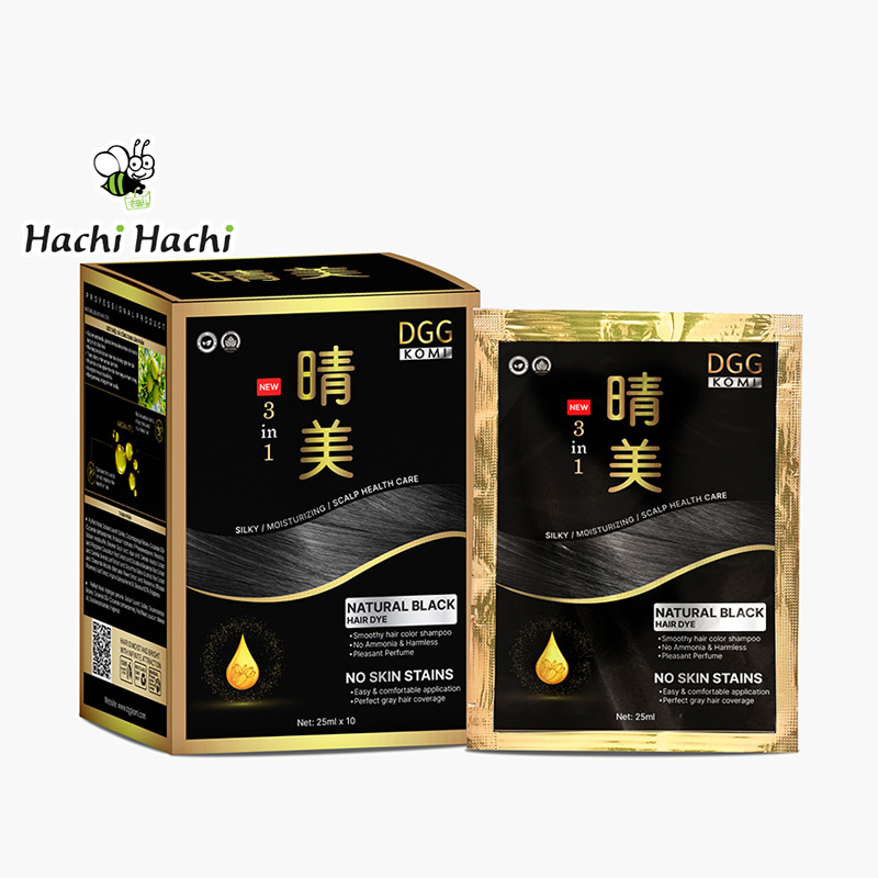Dầu gội nhuộm tóc phủ bạc dgg komi 25ml x 10 gói - hachi hachi japan shop