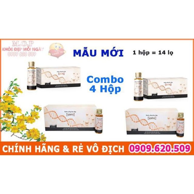 [HCM](CHÍNH HÃNG) 04 hộp Collagen Adiva (14 lọ/ hộp)
