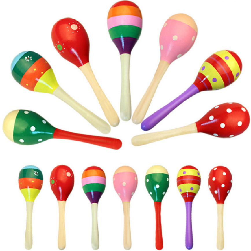 Lục lạc gỗ đầu tròn cho bé size 11cm và 19cm (Nhiều mẫu màu sinh động)