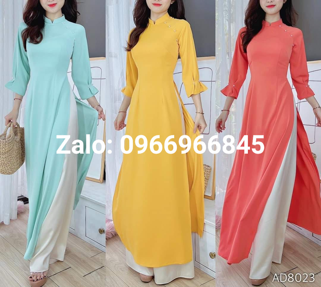 Áo dài truyền thống may tay trẻ trung, vải lụa cao câp mềm mịn mát và co giãn tốt