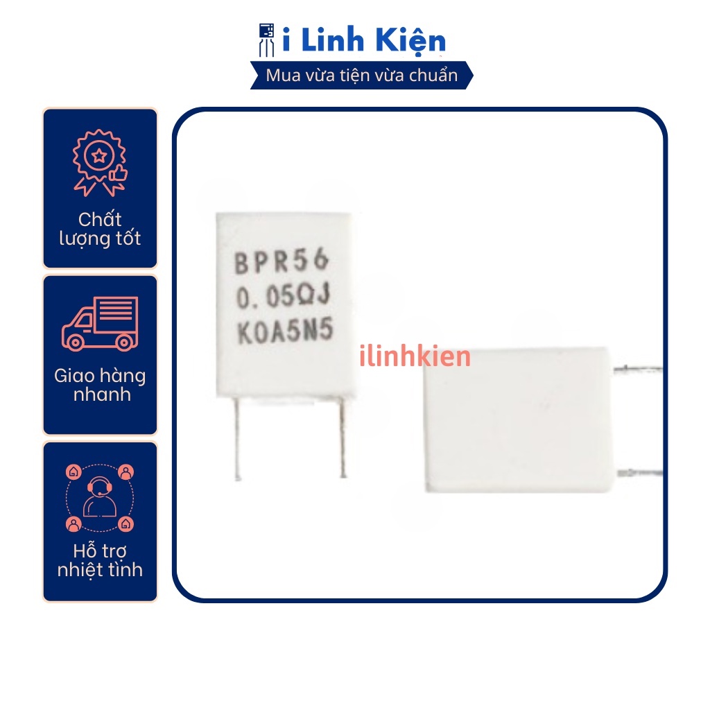 Điện trở sứ 5w 0.05r 5% koa bpr56 chân đứng
