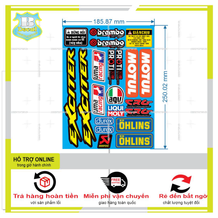 Logo sticker dán xe máy chữ exciter