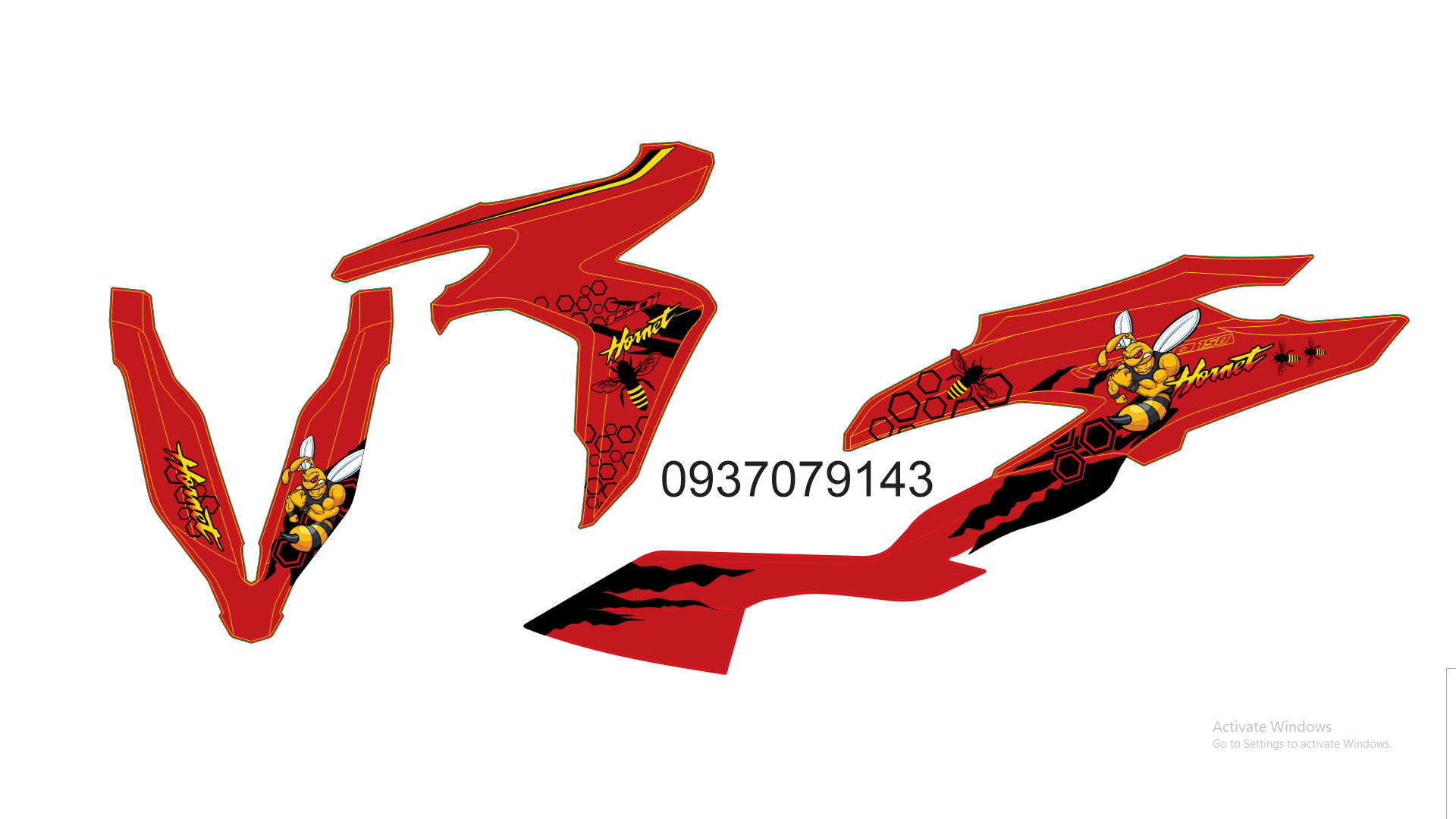 Tem rời vario 150 con ong dán xe đỏ