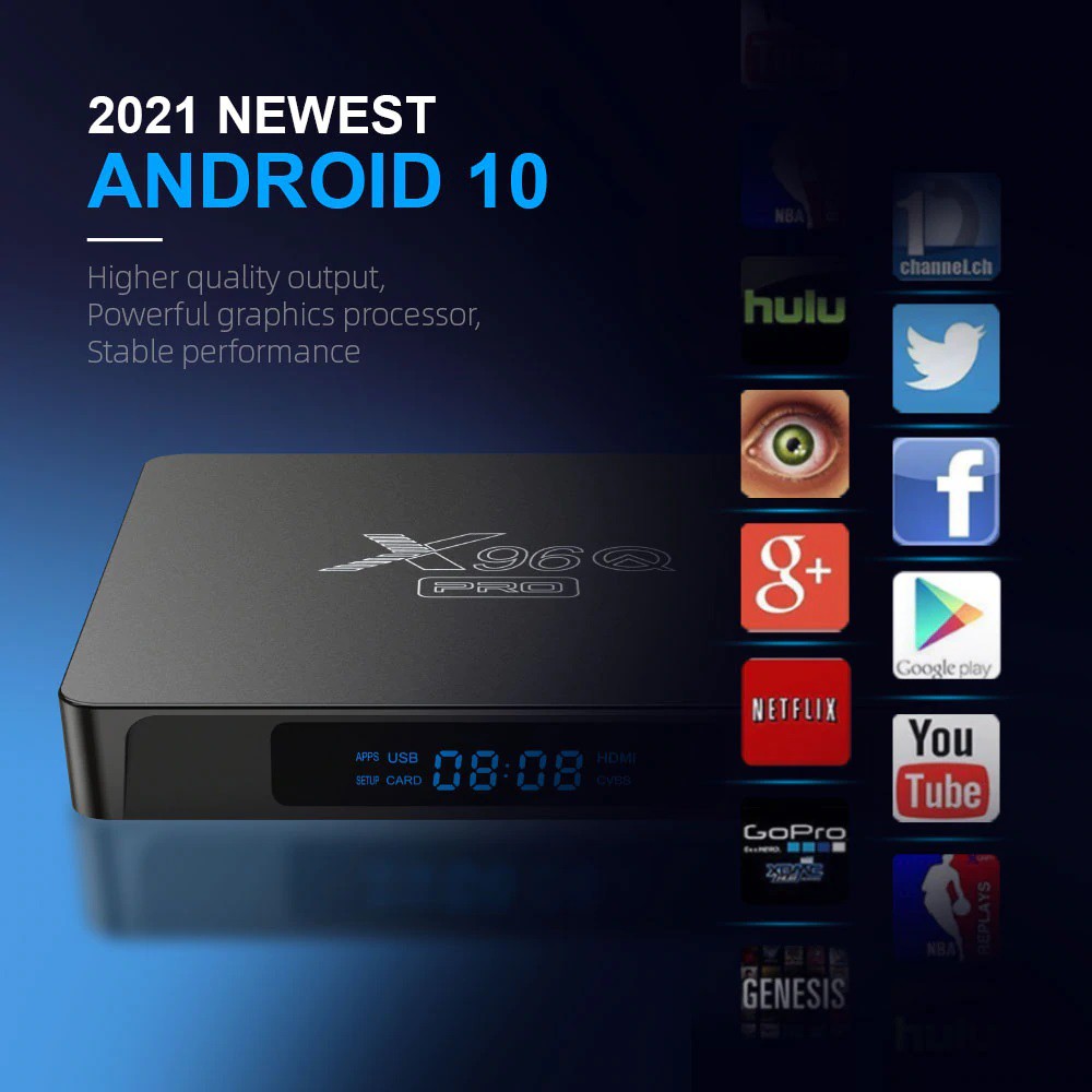 Android TV Box X96Q PRO, New 2021, Ram 2GB, Android TV 10.0, Có cổng quang Optical