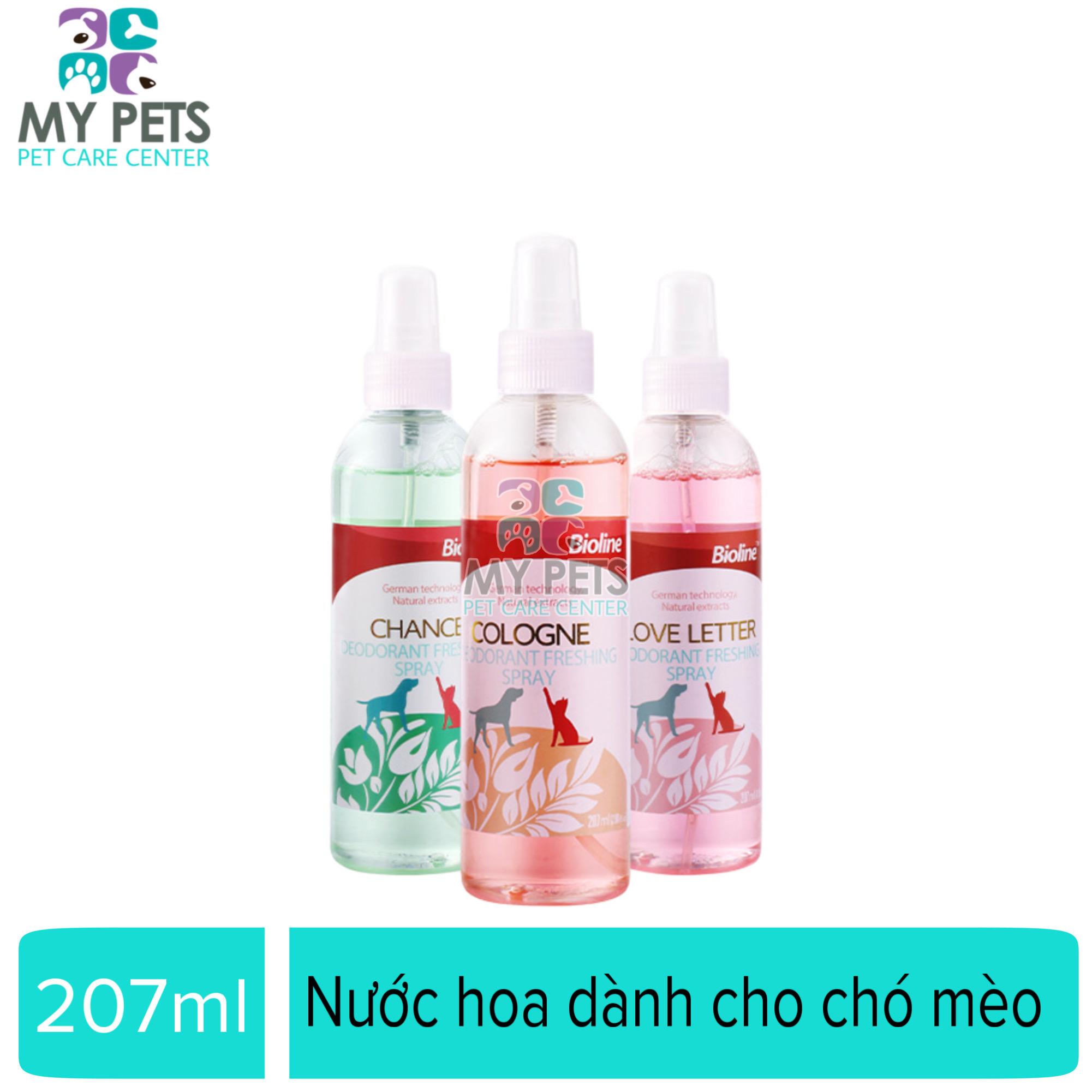 Nước hoa khử mùi cho chó mèo Bioline - Chai 207ml