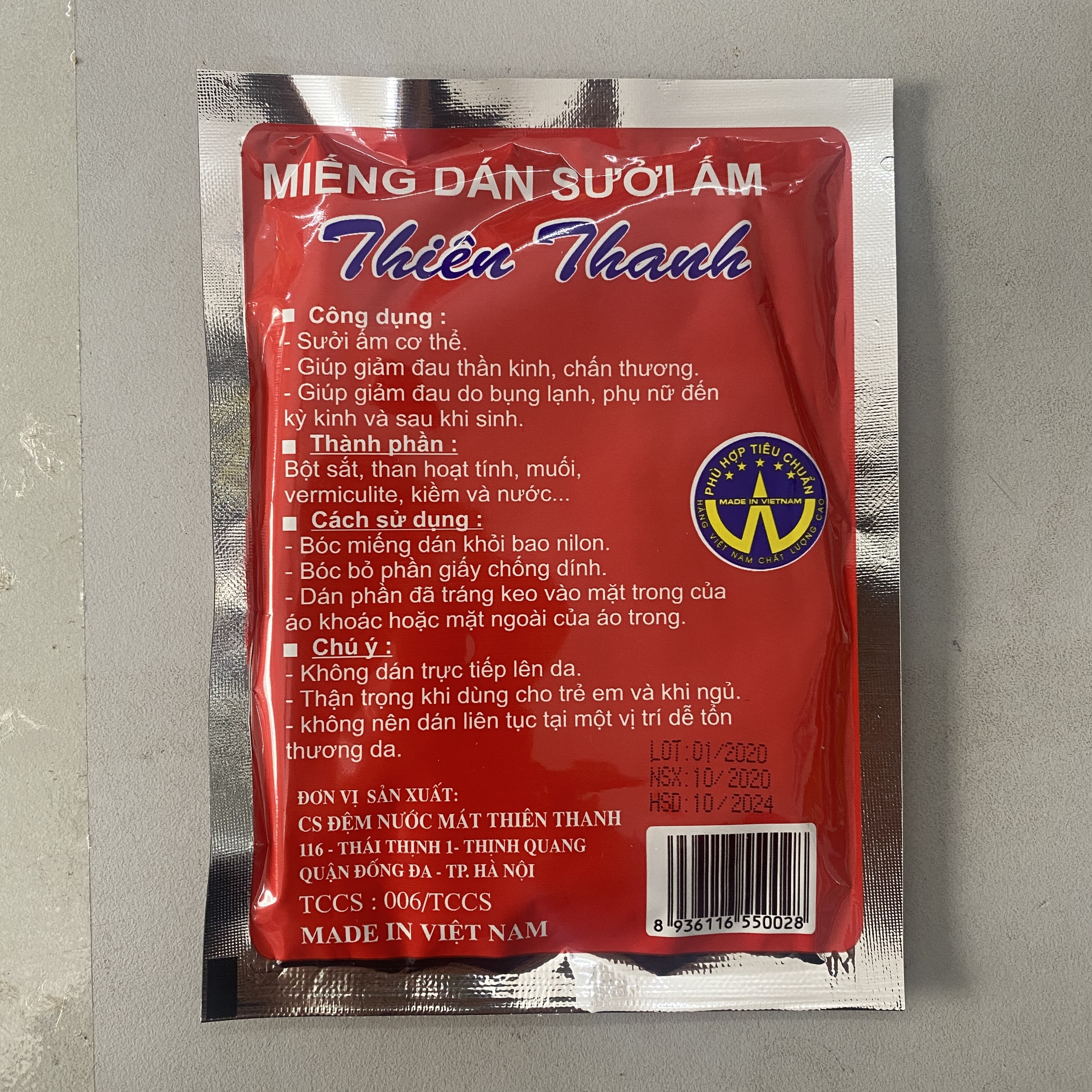Hộp 10 miếng dán ấm / miếng giữ nhiệt Thiên Thanh