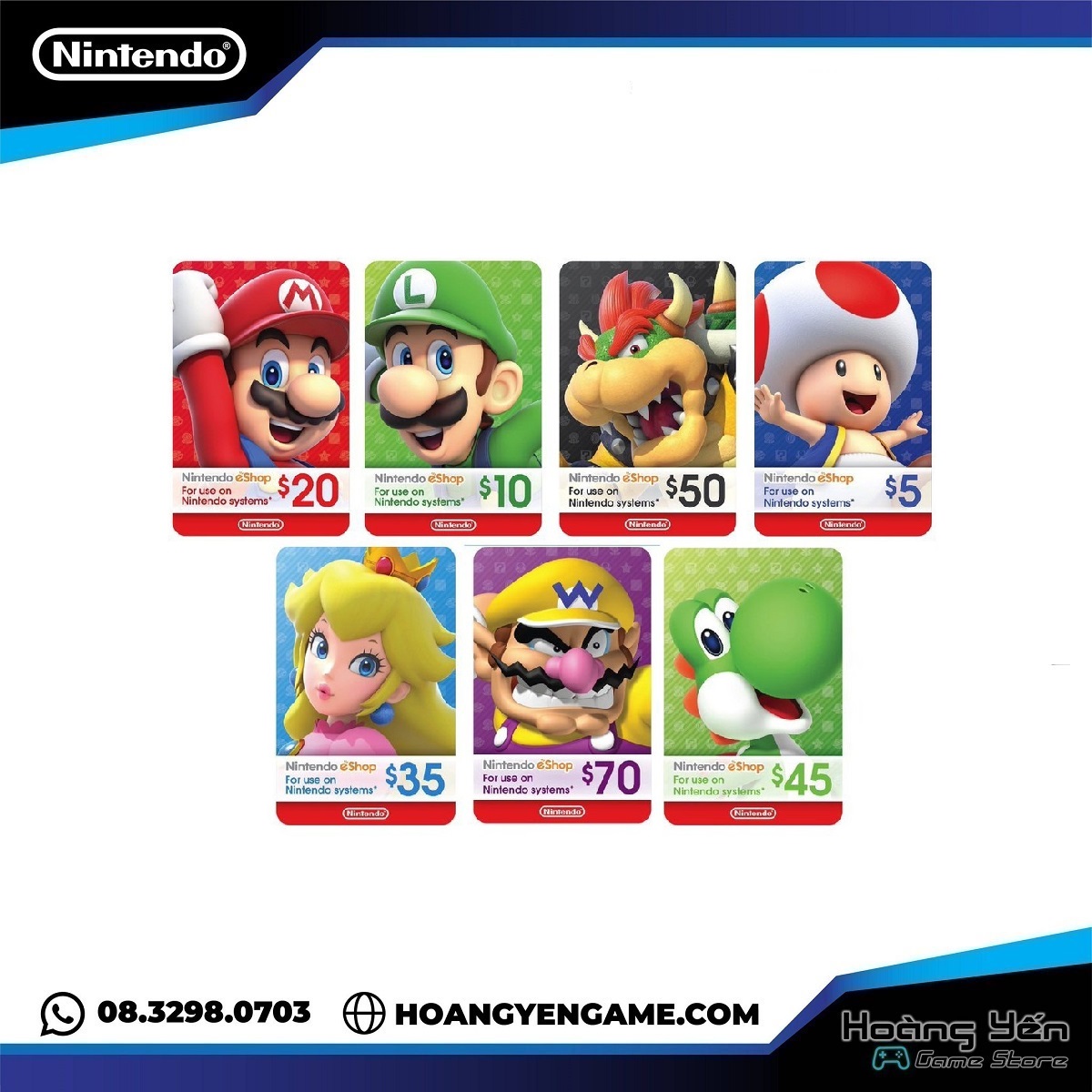 Thẻ Eshop Gift Card hệ Us Code Eshop Nintendo