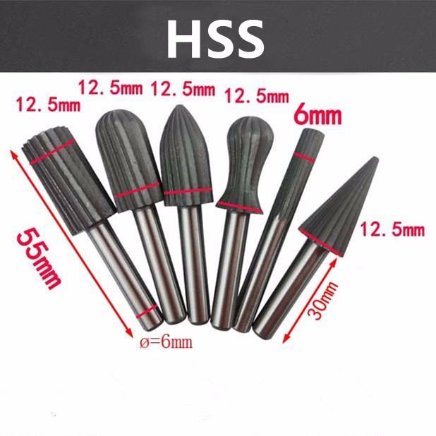 Bộ 6 mũi mài khắc gỗ lũa hss