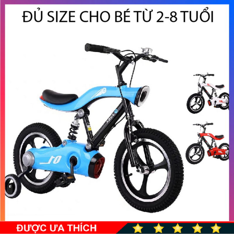 Xe đạp trẻ em Vinta A283 size 14inch, cho bé trai gái từ 3-5 tuổi, siêu bền, có đèn chiếu sáng, bánh phụ, giảm sóc thể thao, nhiều màu cho bé + Ưu đãi mua sản phẩm phụ giá gốc