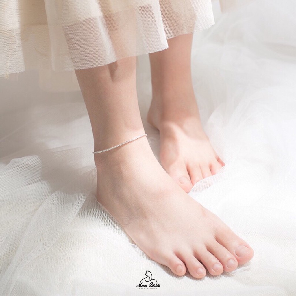Lắc chân bạc nữ Miuu Silver lấp lánh Blink Anklet