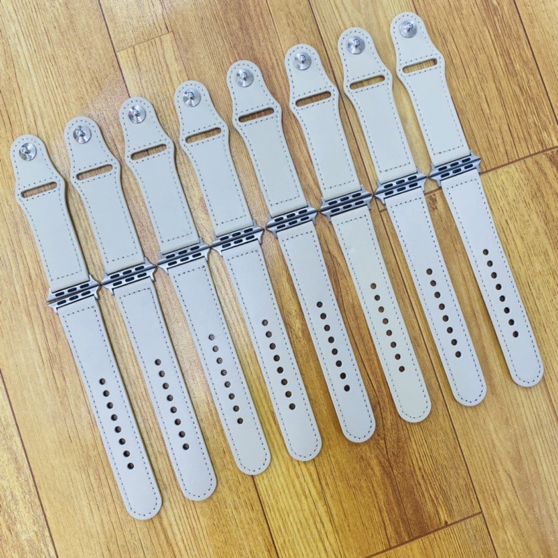 Dây da PU khóa gài màu kem dành cho Apple Watch