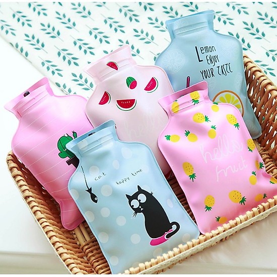 Túi Chườm Nóng Lạnh Hình Chữ Nhật Giữ Nhiệt Họa Tiết Hoạt Hình 15x10.5cm