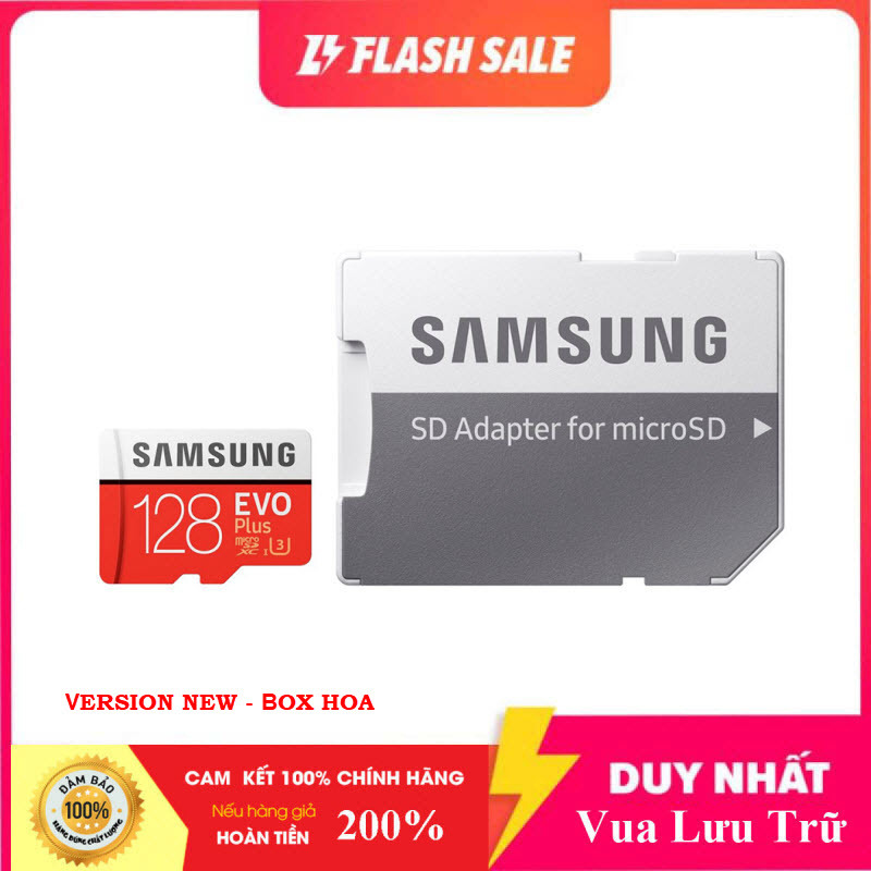 [New 2021] Thẻ nhớ MicroSDXC Samsung Evo Plus 128GB U3 4K R100MB/s W60MB/s - box Hoa New 2020 (Đỏ) + Kèm Adapter