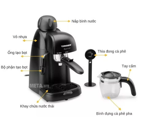 Máy pha cà phê Espresso 4 cốc tiross TS621/TS620, 800W (hàng mới)