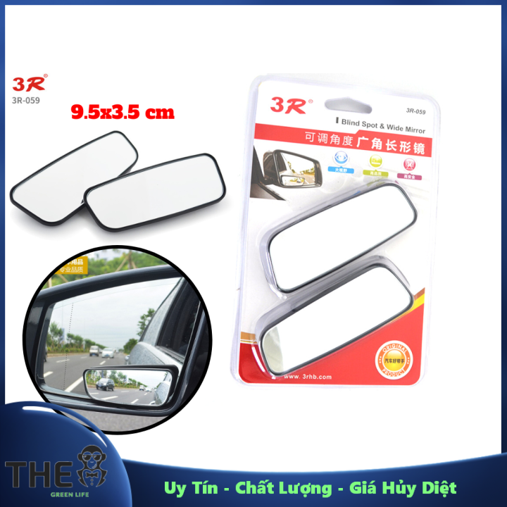 Bộ 2 gương xóa điểm mù 3r 3r-059 gắn chiếu hậu hình chữ nhật mở rộng quan sát
