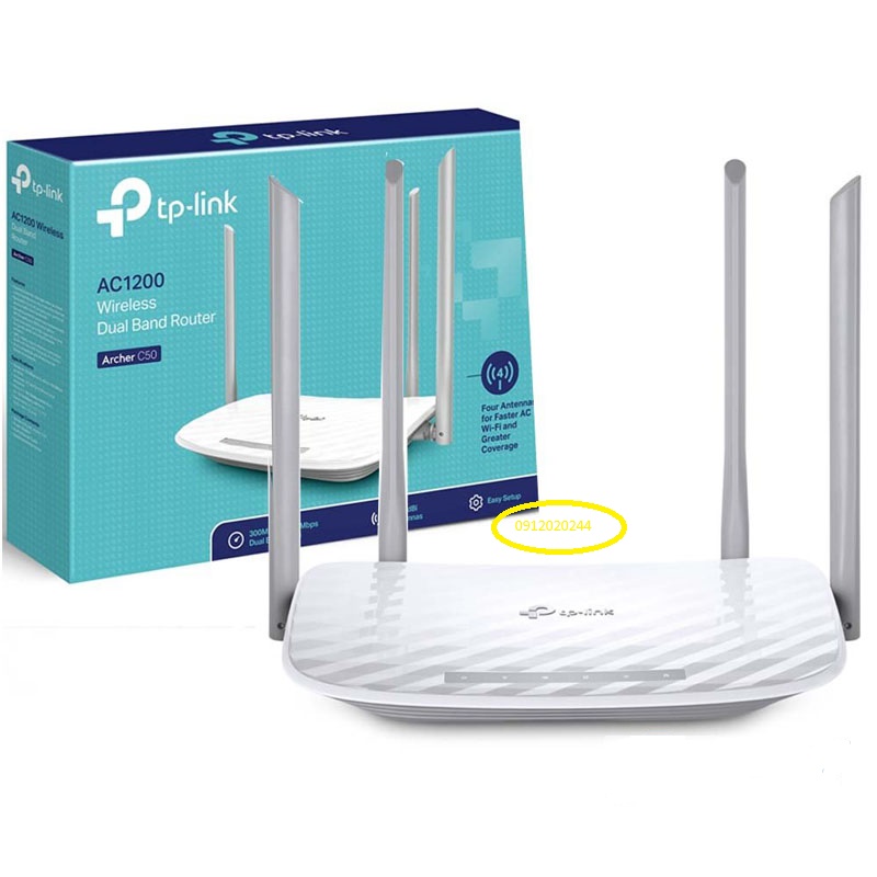 TP-Link Router wifi băng tần kép vùng phủ rộng Chuẩn AC 1200Mbps Archer C50 - Hãng phân phối chính thức Modem wifi TP Link