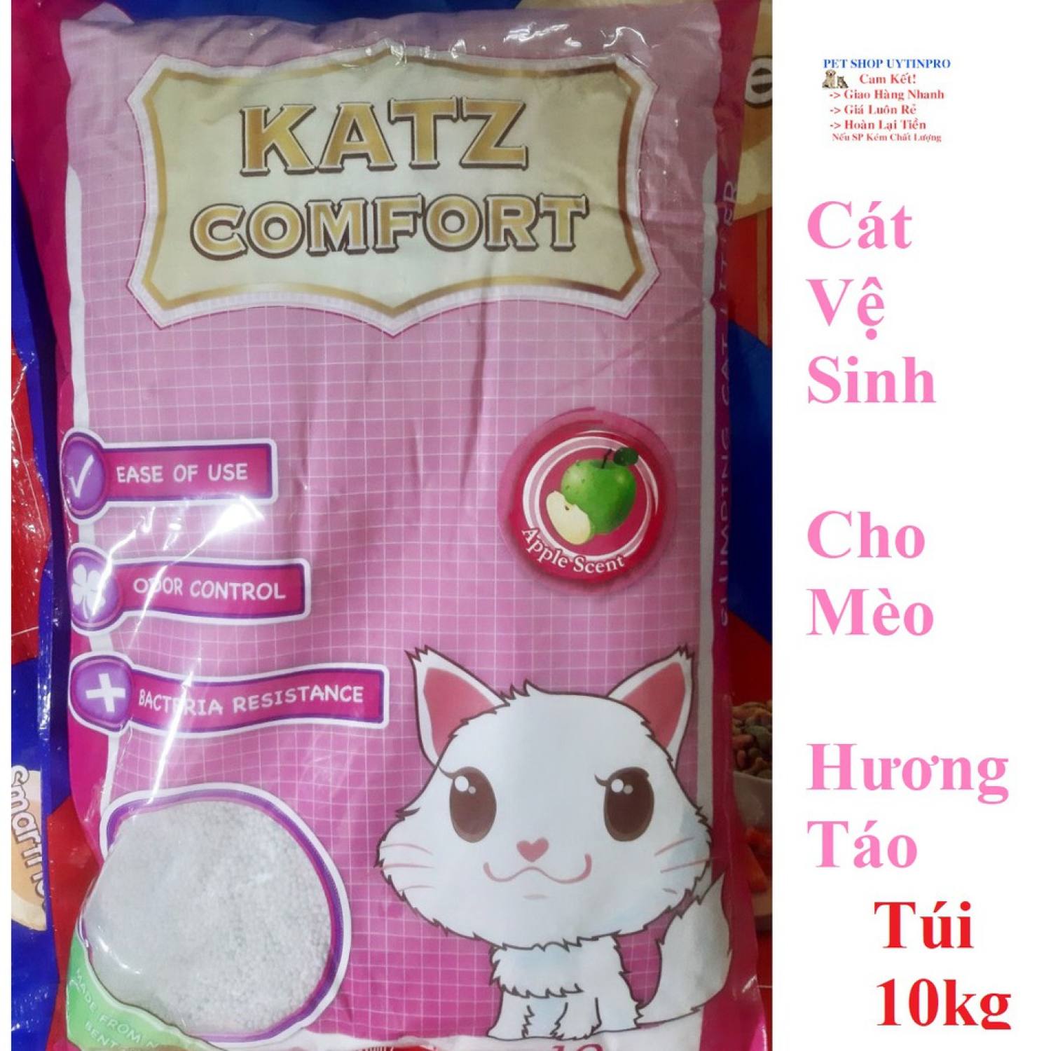 CÁT VỆ SINH CHO MÈO Katz Comfort Hương Táo Túi 10L - Pet shop 24