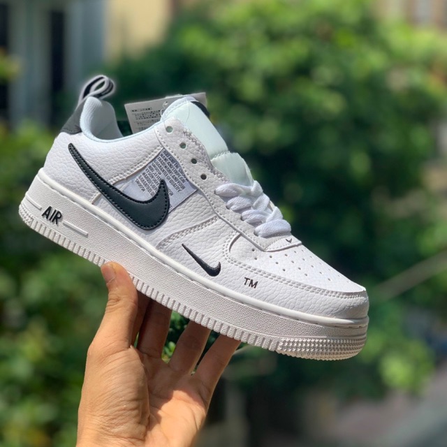 Giày Sneaker Air Force 1 Utility White Black low ( Giày AF1 TM)