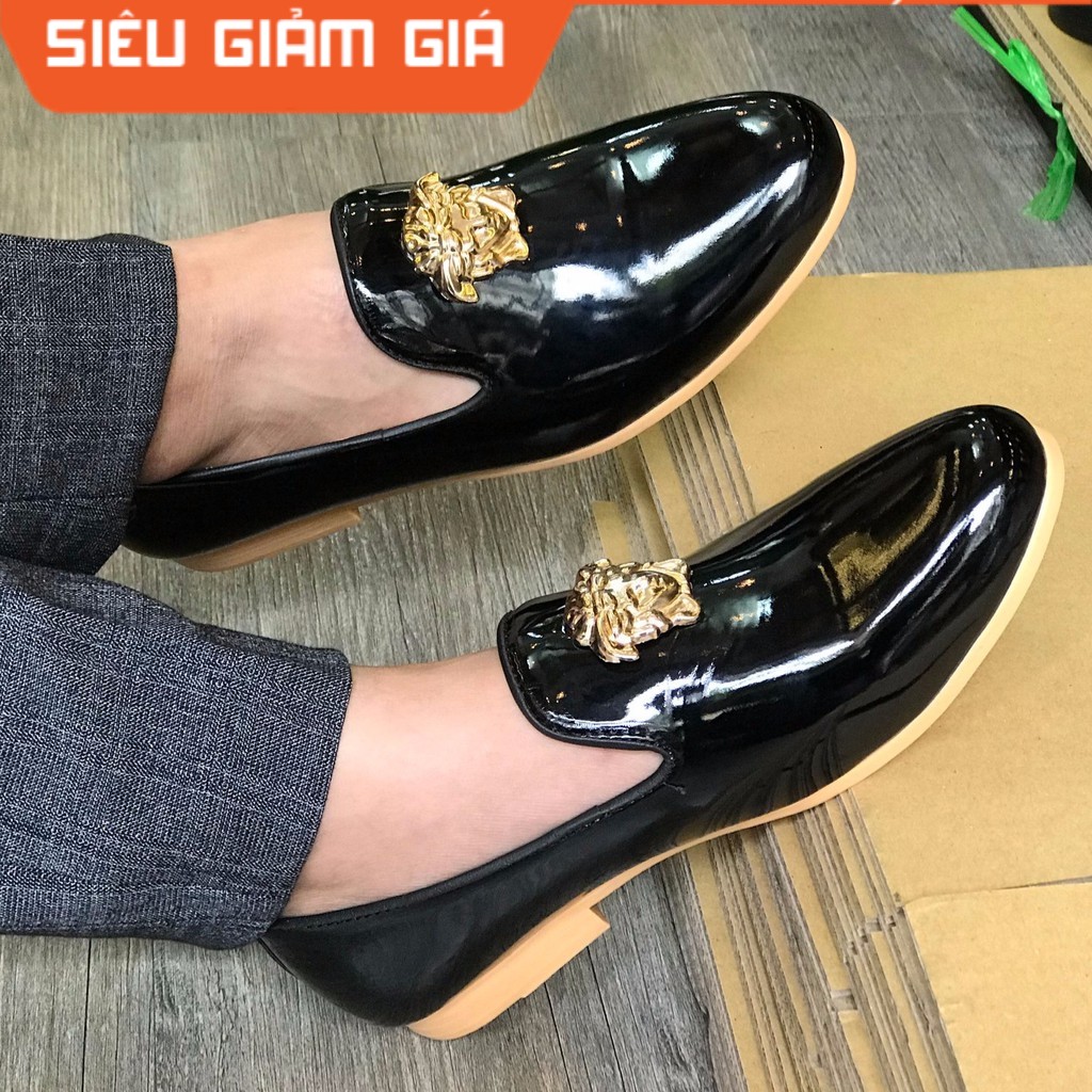 Giày tây nam da bóng đai vs vàng thời trang