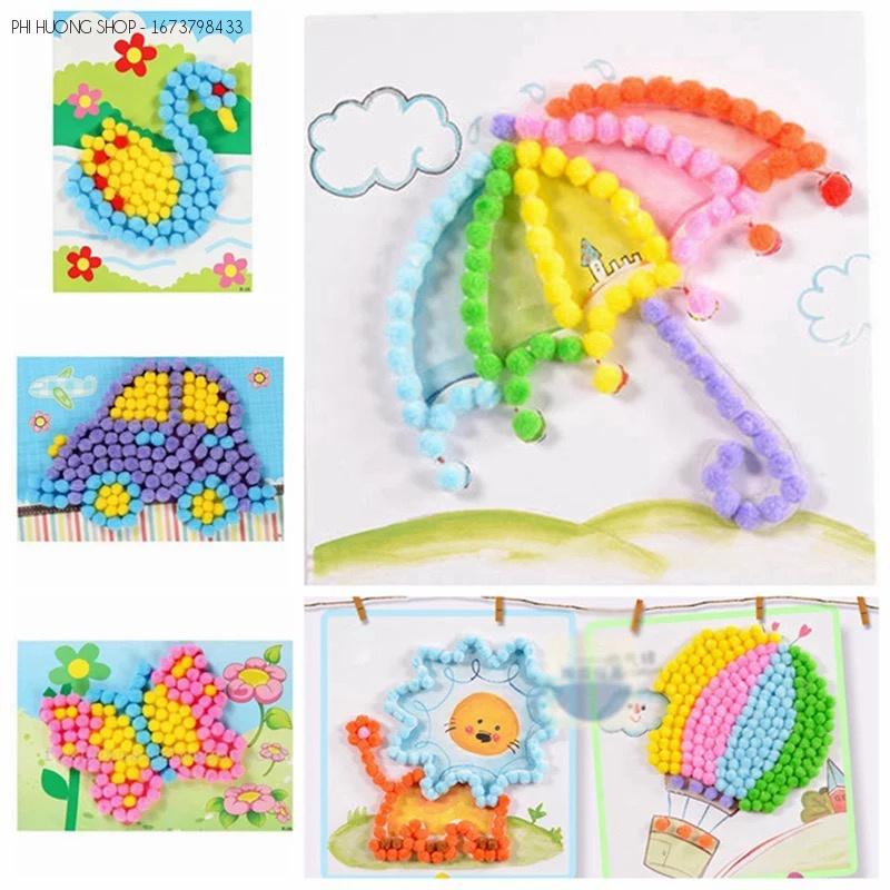 Hạt bông pompom đủ màu nhiều kích cỡ trang trí handmade