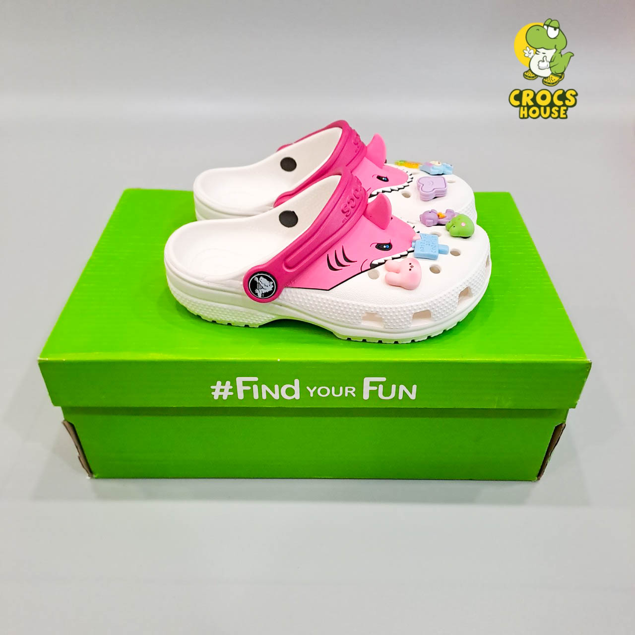 Dép sục croos classic trẻ em cá mập sừng tặng kèm jibbitz 2d, dép crocs cho bé trai - nhà cá sấu.