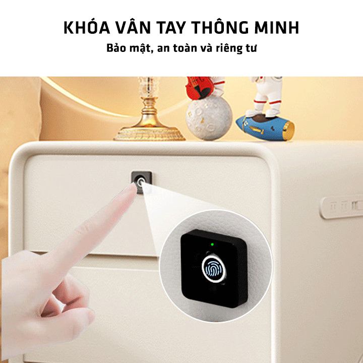 Tủ đầu giường thông minh màu trắng