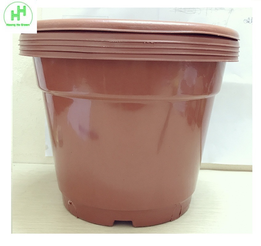 5 chậu nhựa trồng hoa cây cảnh tròn đỏ ab350x280 cn