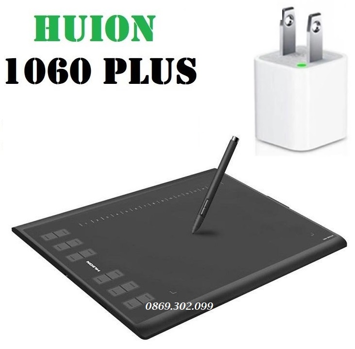 HUION H1060P Graphic Drawing Tablet Battery- free Stylus Digital Tablet with 8192 Pen Pressure 12 Express Keys