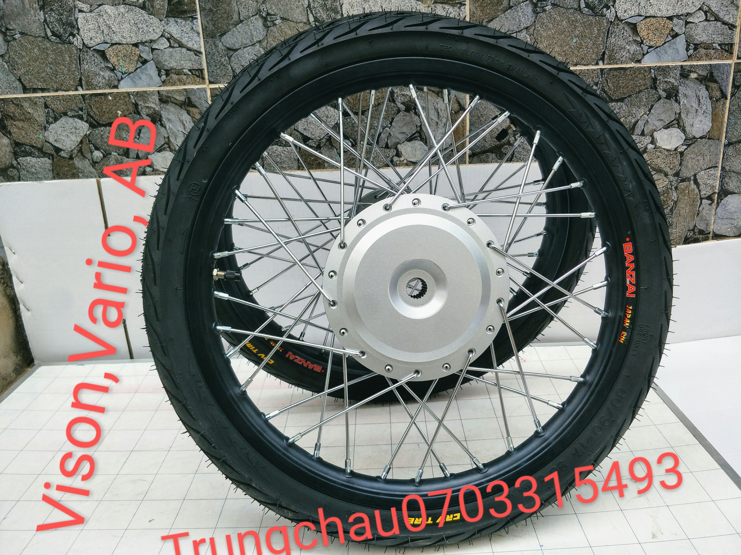 [HCM]CẶP BÁNH CĂM  VISON VARIO  AB NIỀN NHÔM BANZAI THÁI ĐÙM SƠN BẠC THÁI LAN CĂM MẠ CROM LOẠI 1 VỎ CRV THÁI