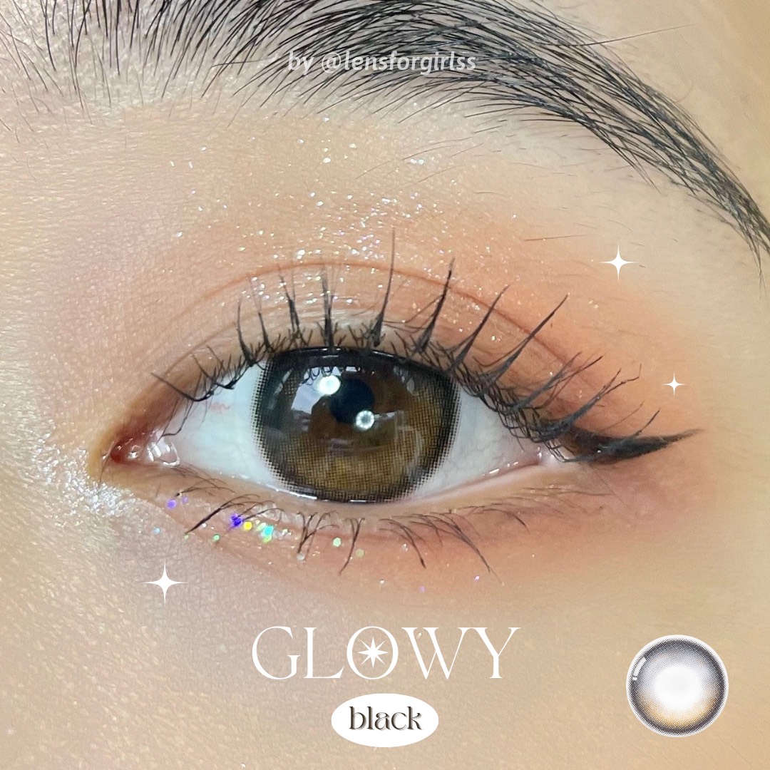 [Mã LazXuHuong02 - giảm 25k đơn từ 199k] Lens cận | Kính áp tròng hiệu ứng phủ bóng Glowy Black chính hãng Olens | Hạn sử dụng 1 tháng | LENSFORGIRLSS