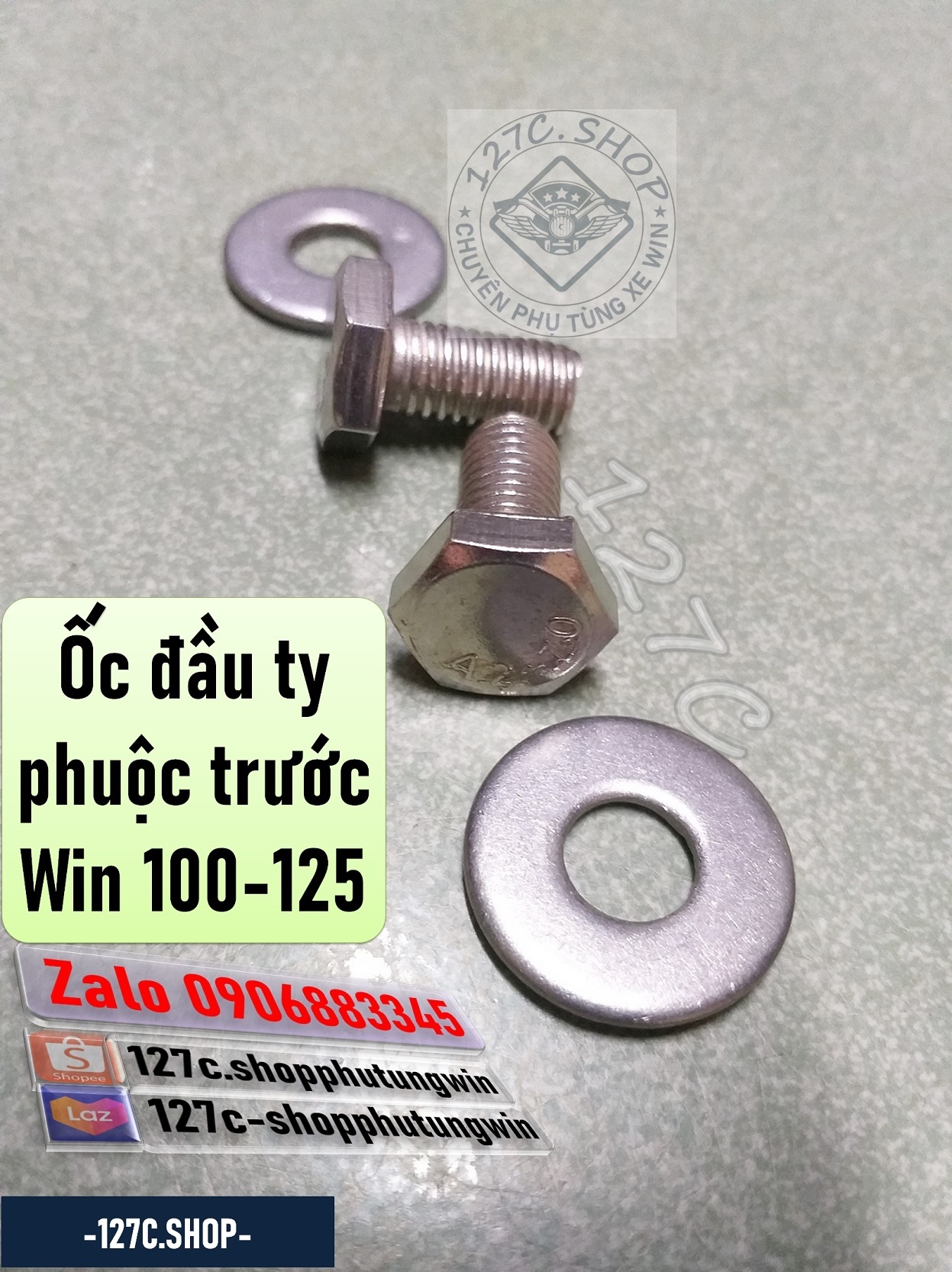 [HCM] Ốc đầu ty phuộc trước Win 100/ 125cc inox (1 cặp)