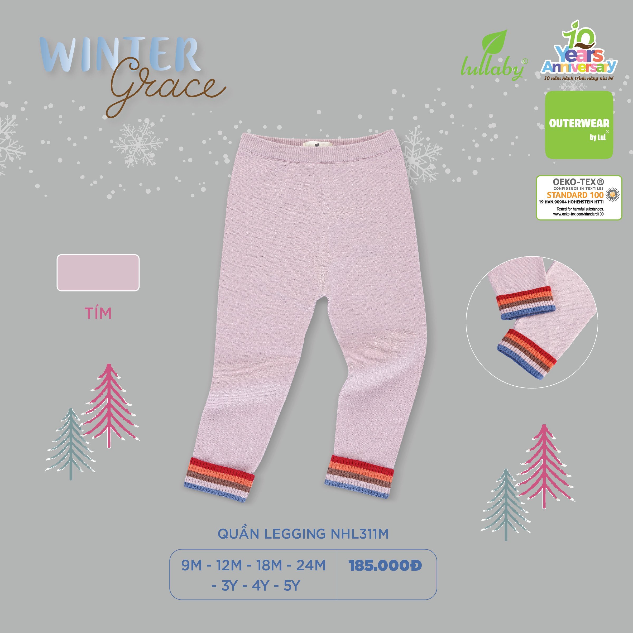 [CHÍNH HÃNG] Quần legging len mềm mại trẻ em Lullaby